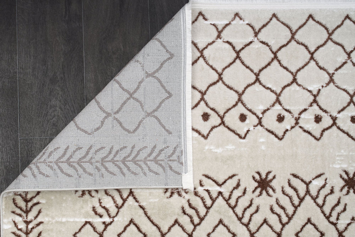 Ivory & Brown Berber Area Rug pile close-up