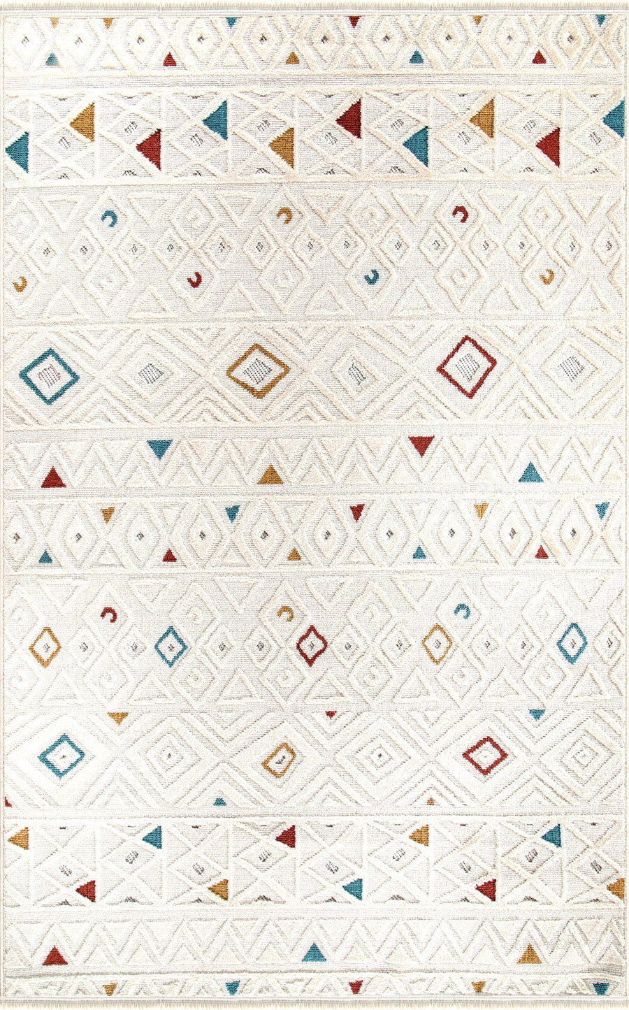 Ivory & Multicolour Scattered Triangle Area Rug | Trendo TR006