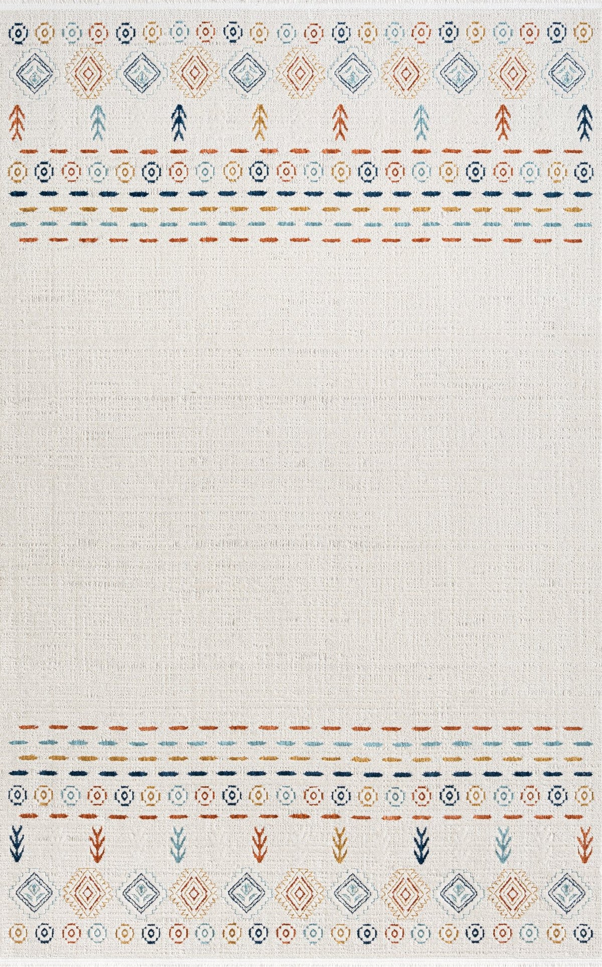 Ivory & Pastel Bohemian Border Area Rug HL001 top view