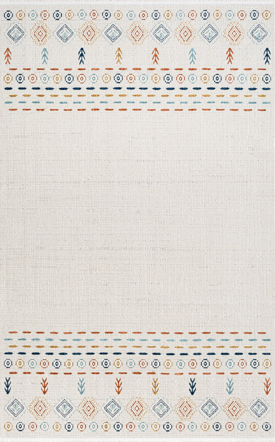 Ivory & Pastel Bohemian Border Area Rug | Hola HL001