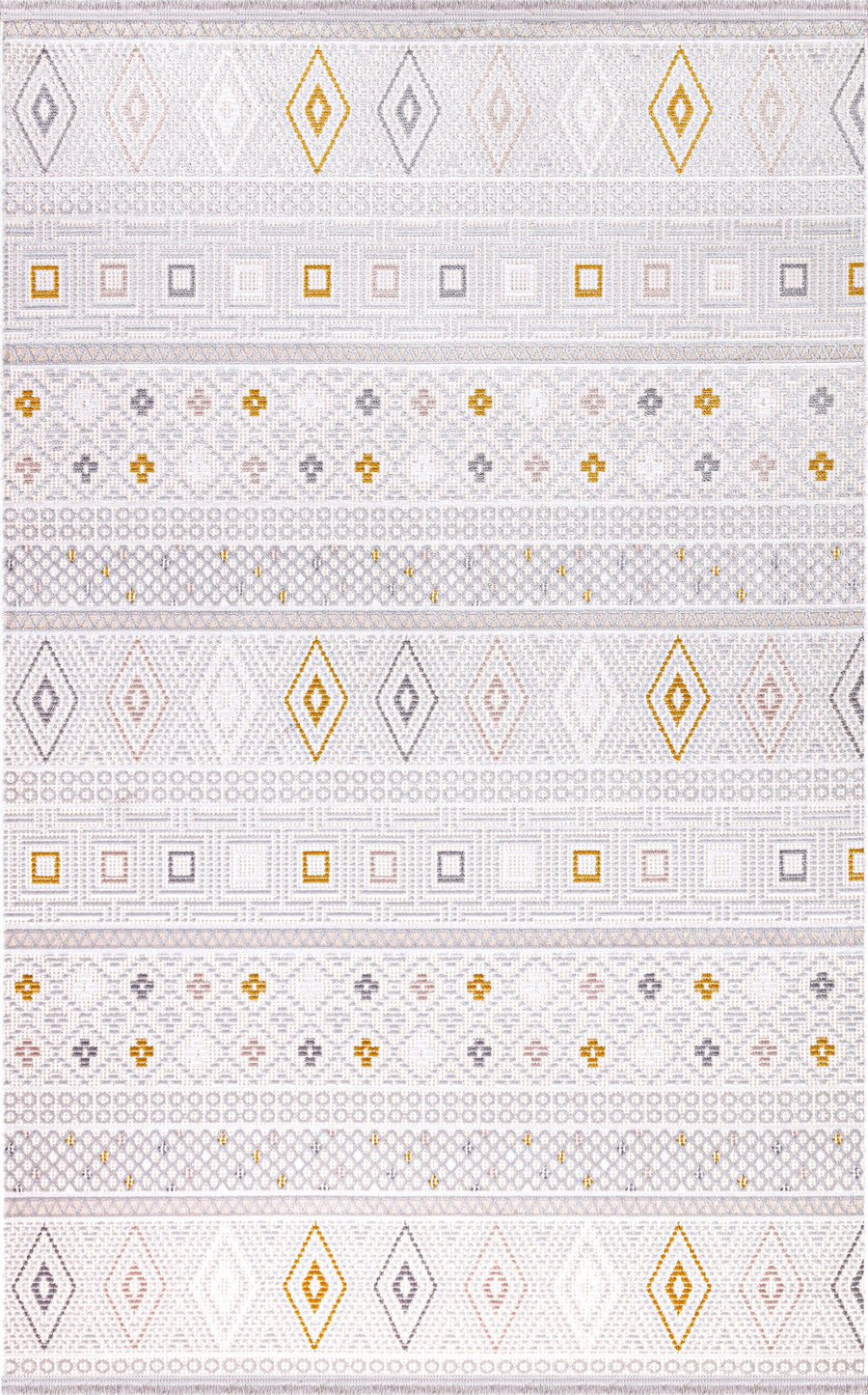 Ivory & Pastel Tribal Stripe Area Rug | Cunda CN013