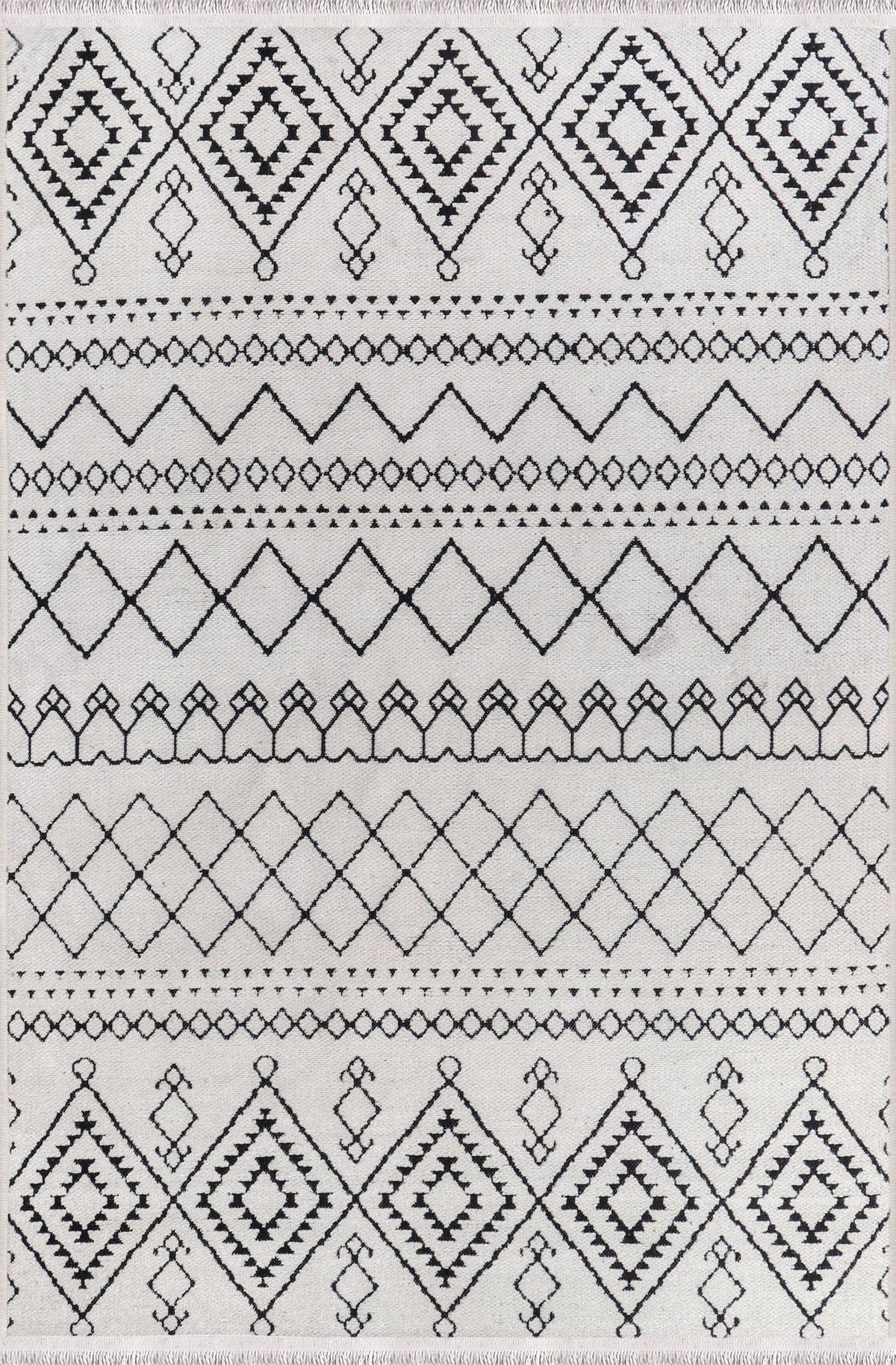 Ivory Berber Diamond Washable Rug RW0201W top view