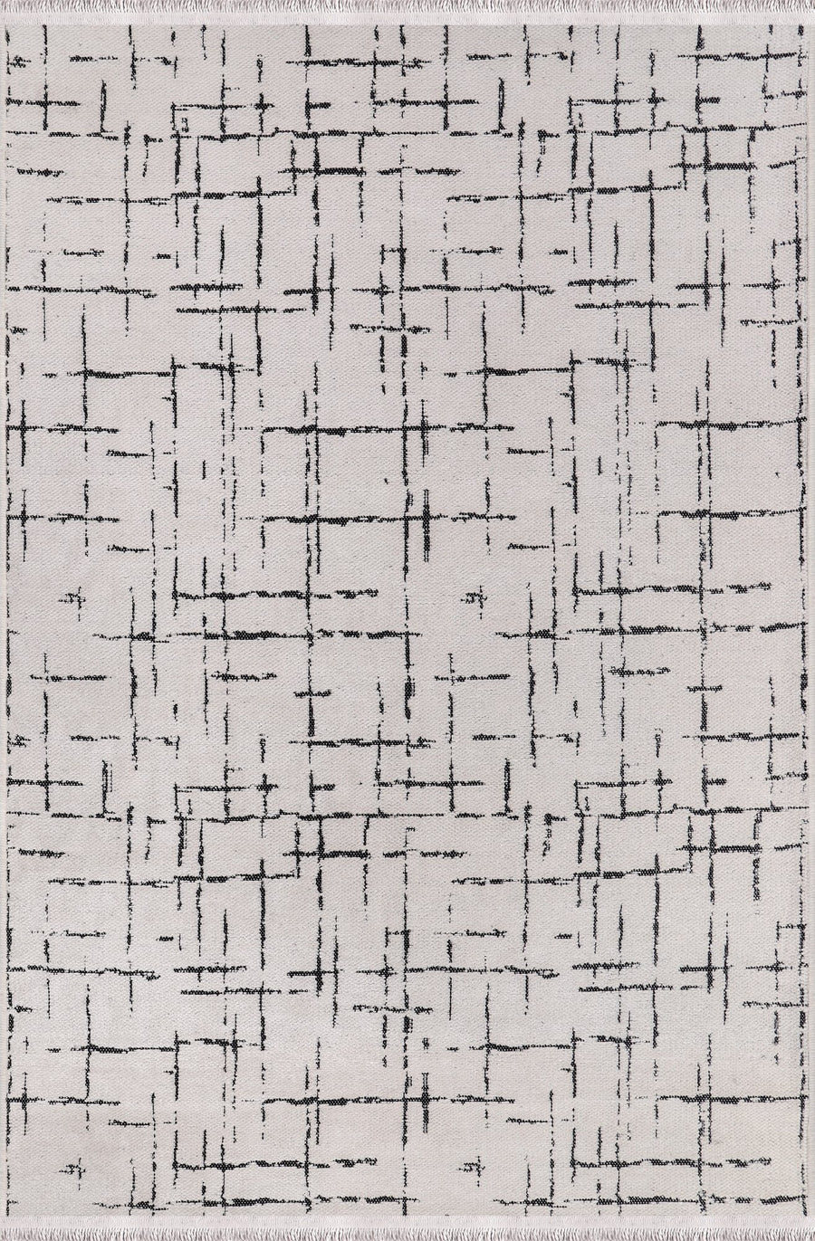 Ivory Crosshatch Washable Rug | Chenille NT0201W
