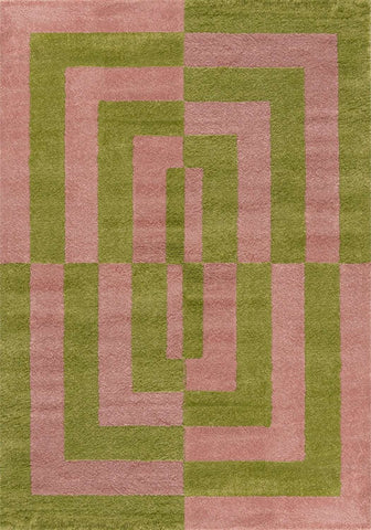 Joli Geometric Green & Pink Rug