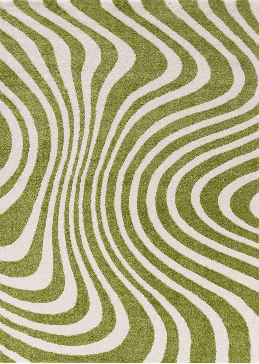 Joli Striped Green & White Rug
