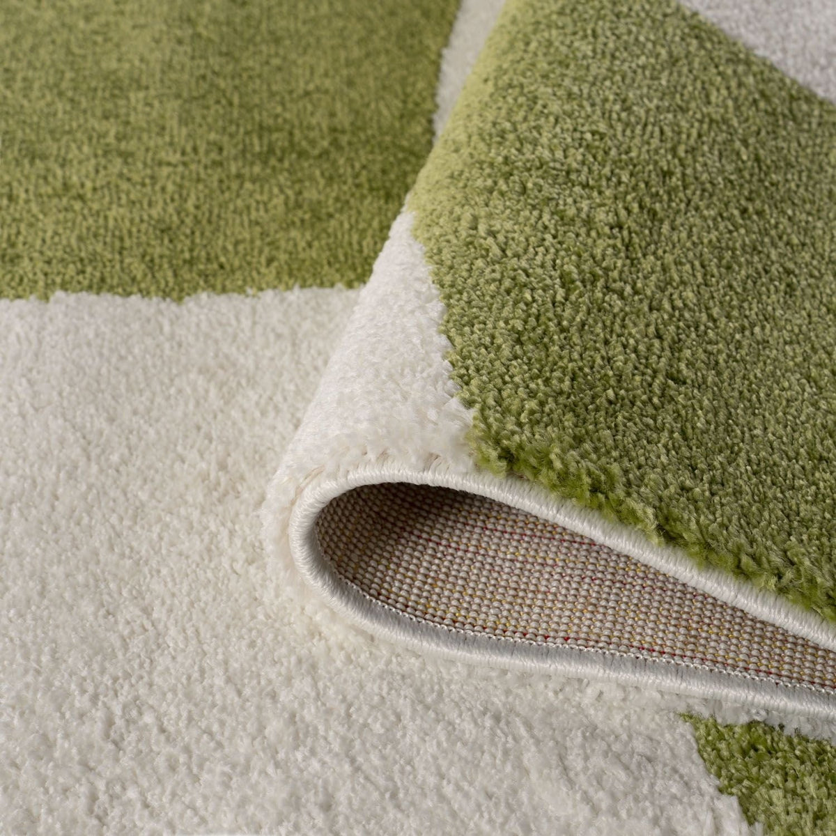 Joli Checkered Green & White Rug — room photo 4
