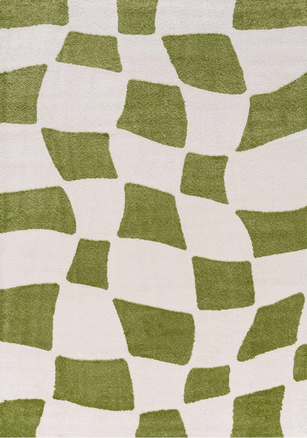 Joli Checkered Green & White Rug — top view