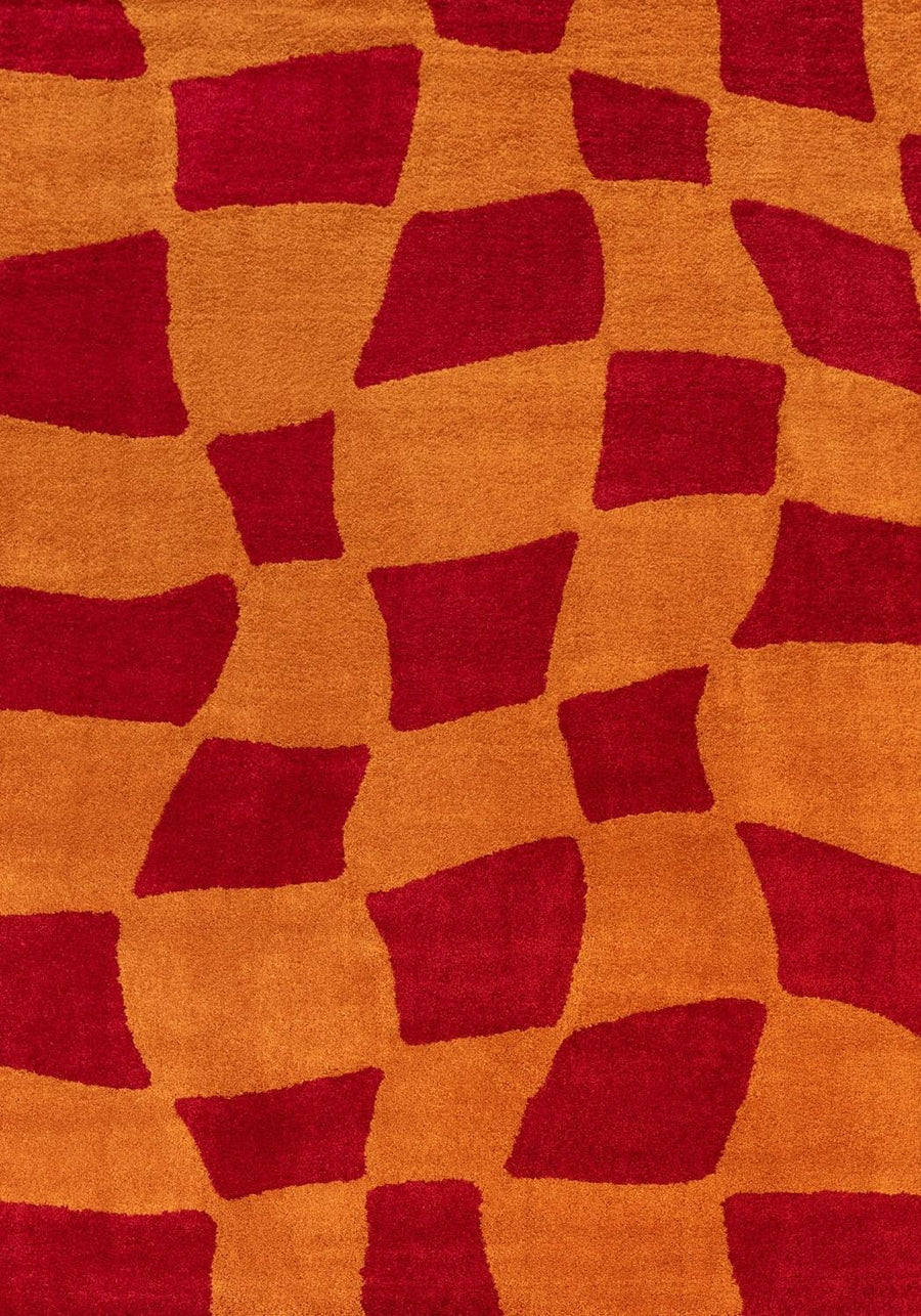 Joli Checkered Red & Orange Rug