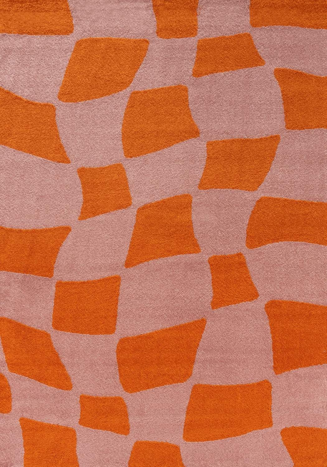Joli Checkered Orange & Pink Rug — top view