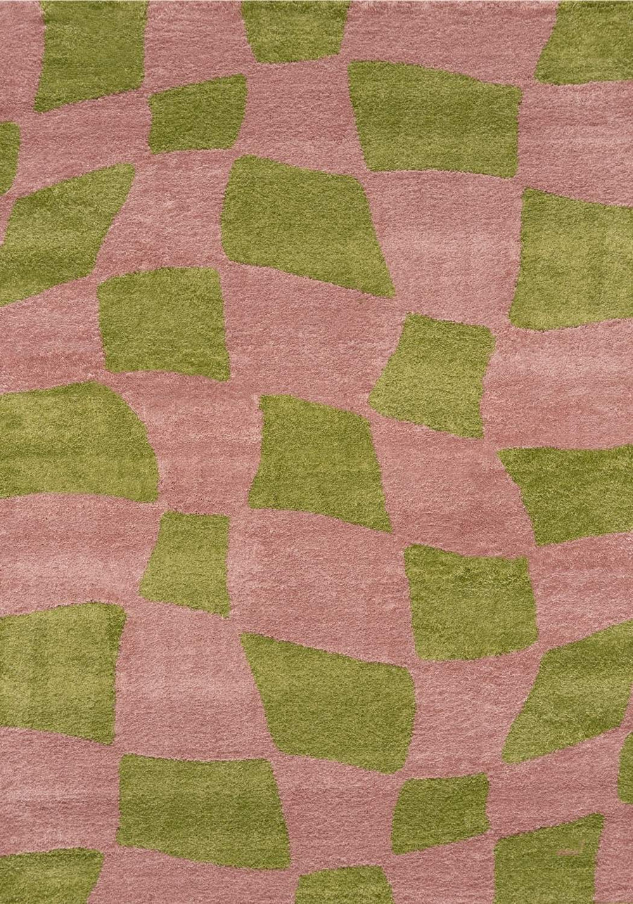 Joli Checkered Green & Pink Rug