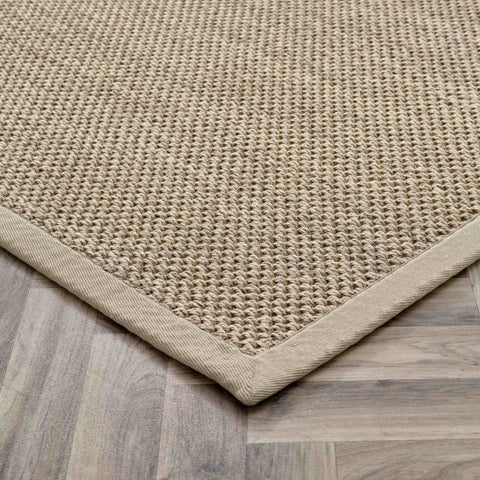 Bordered Light Beige Non-Slip Sisal Rug