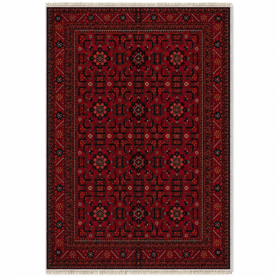 Khal Mohammadi Burgundy Afghan Washable Rug