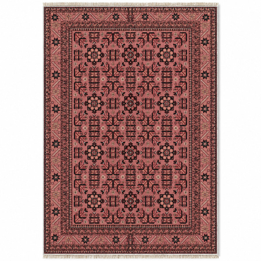 Khal Mohammadi Faded Pink Afghan Washable Rug