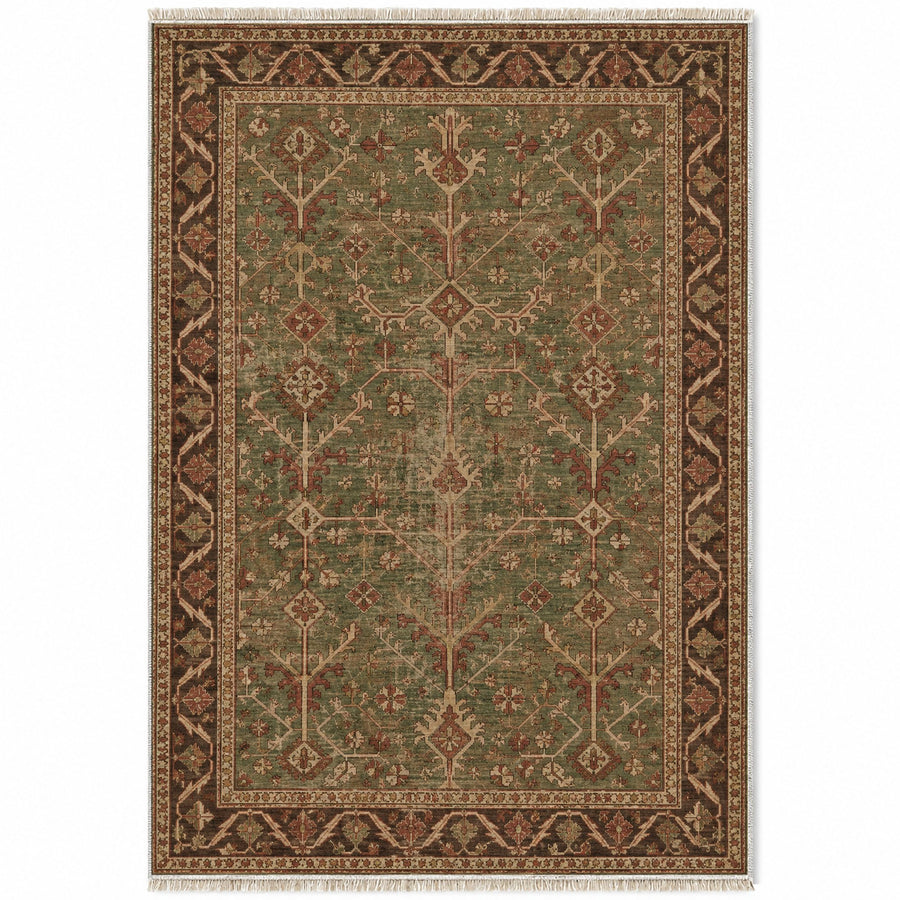 Konya Branch Brown Anatolian Washable Rug