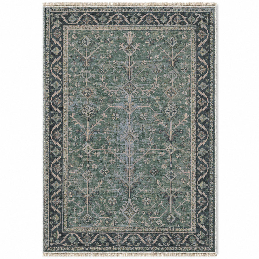 Konya Branch Mineral Blue Anatolian Washable Rug