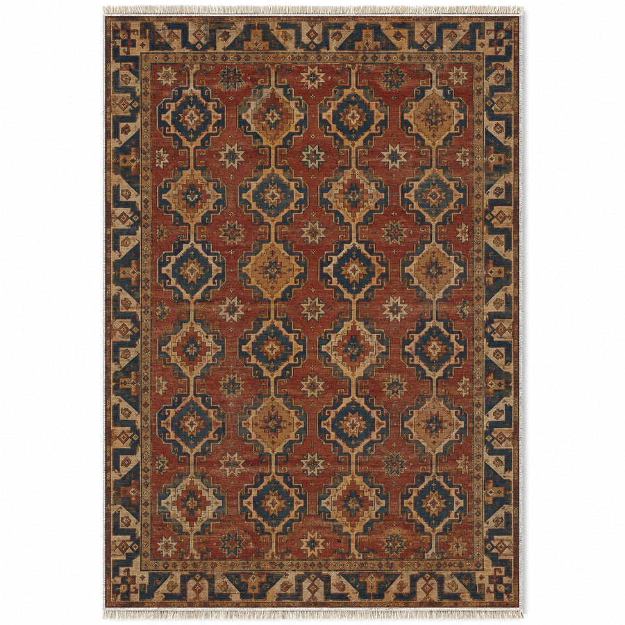 Konya Hooked Field Brown Seljuk Washable Rug