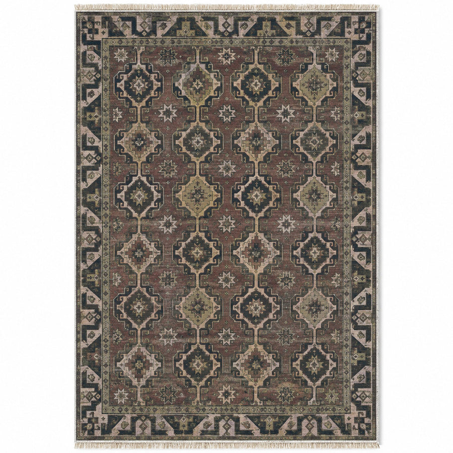 Konya Hooked Field Graphite & Linen Seljuk Washable Rug