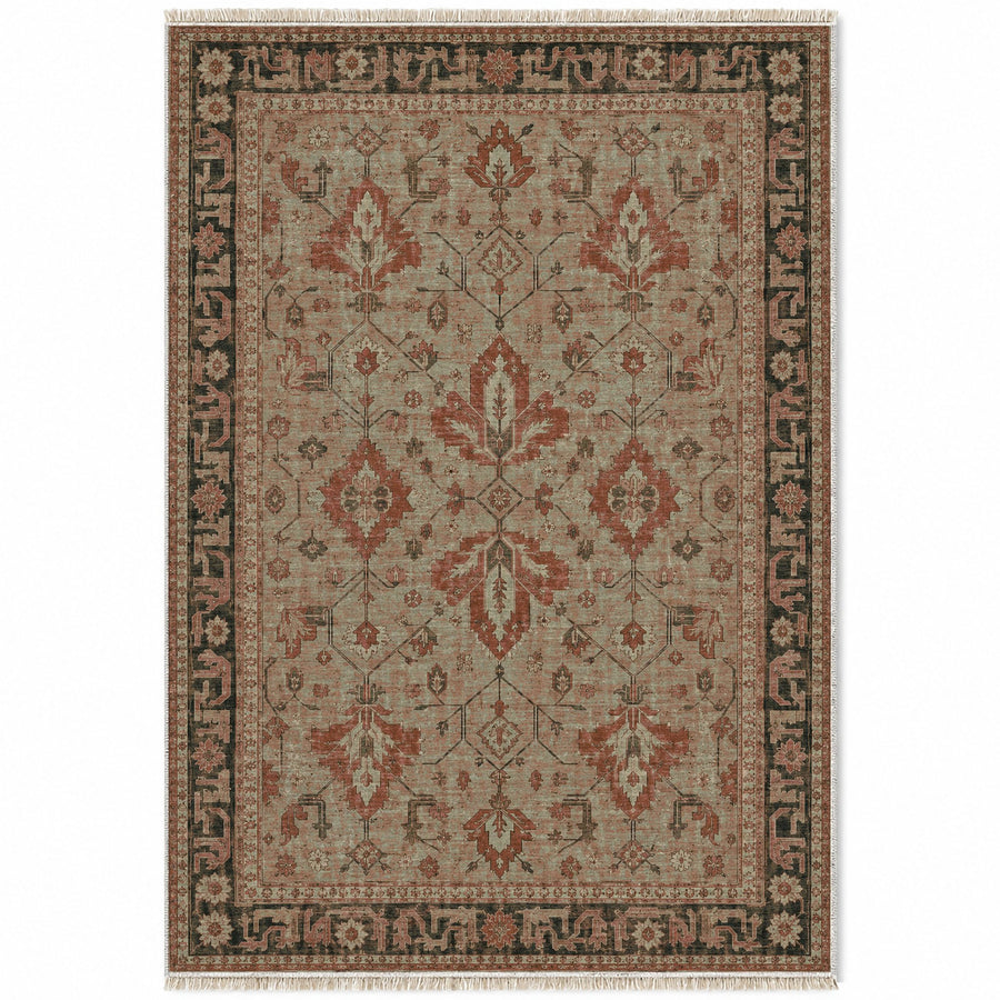 Konya Palmette Clay & Sage Seljuk Washable Rug