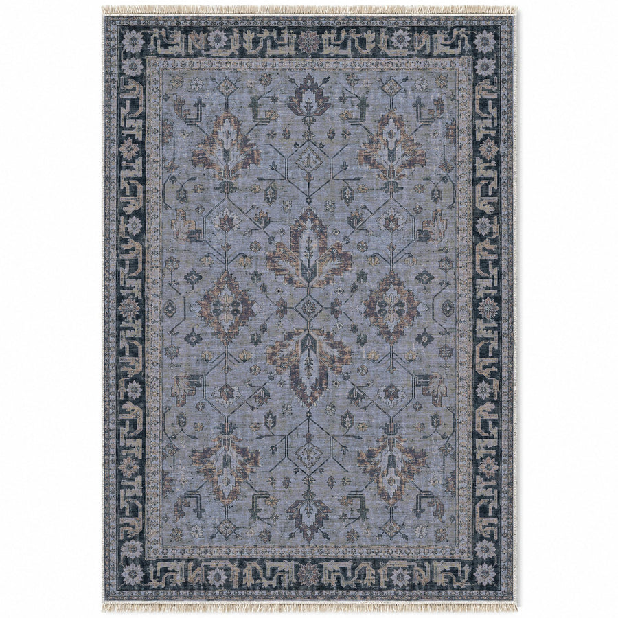 Konya Palmette Mineral Blue Seljuk Washable Rug