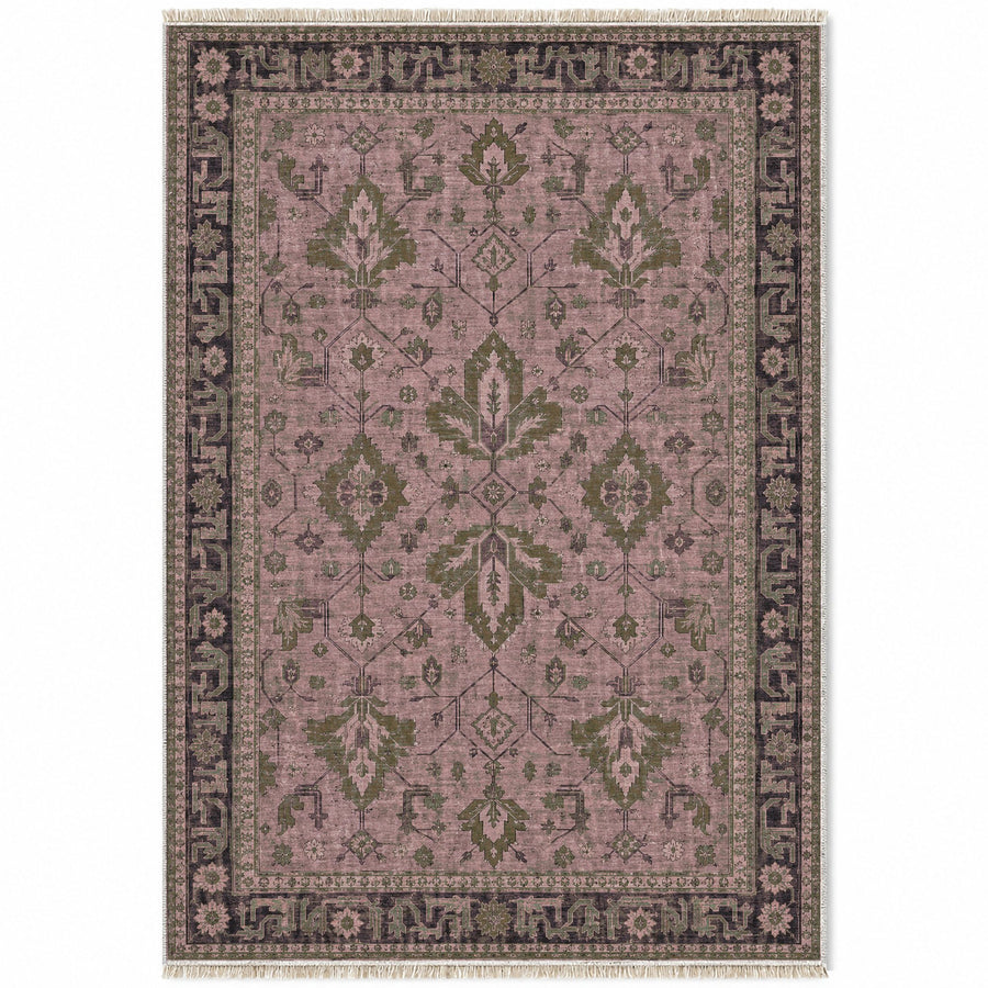 Konya Palmette Rose & Olive Seljuk Washable Rug