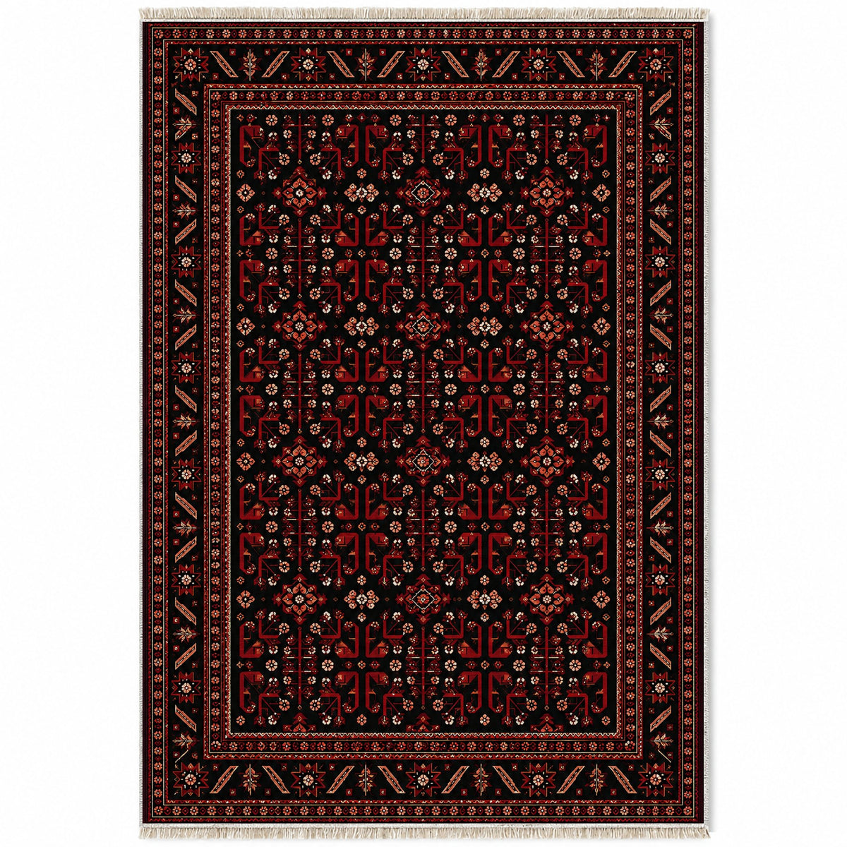 Kunduz Tree Black washable rug top view