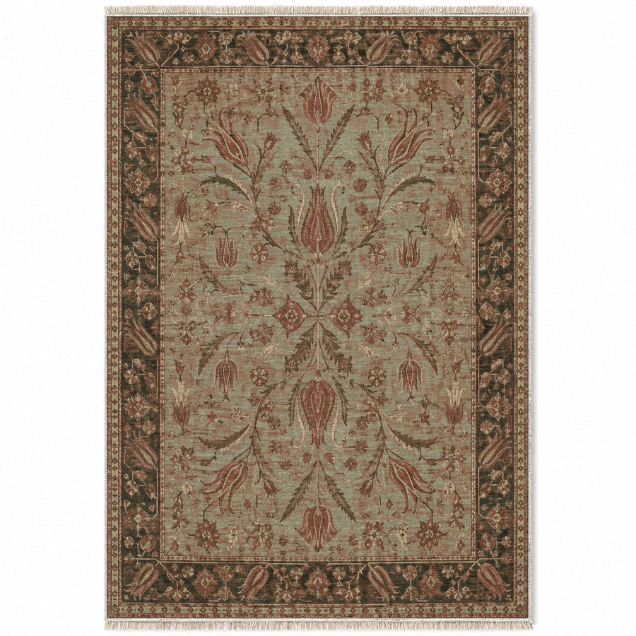 Ladik Tulip Clay & Sage Anatolian Washable Rug