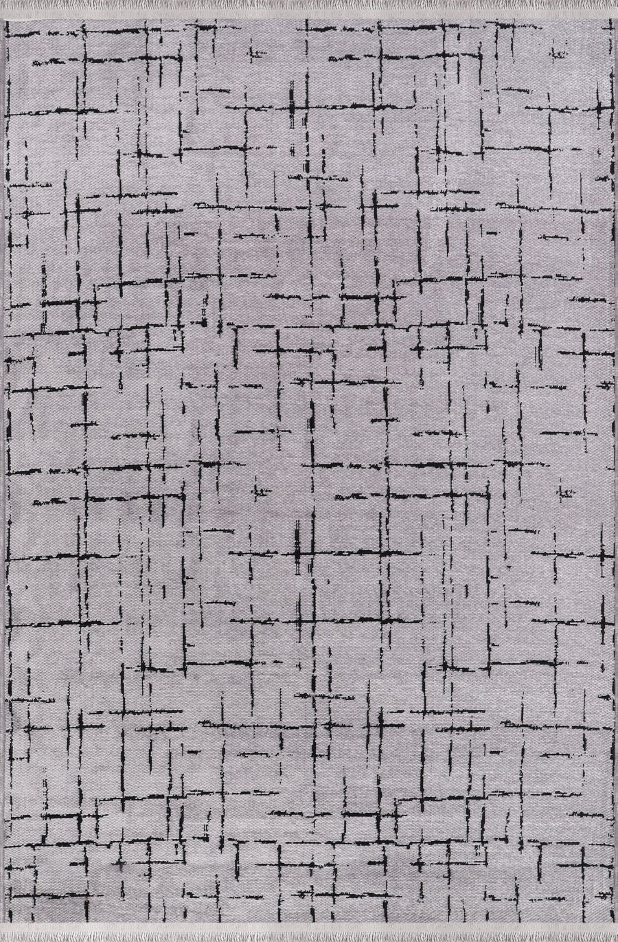 Light Grey Crosshatch Washable Rug | Chenille NT0201G