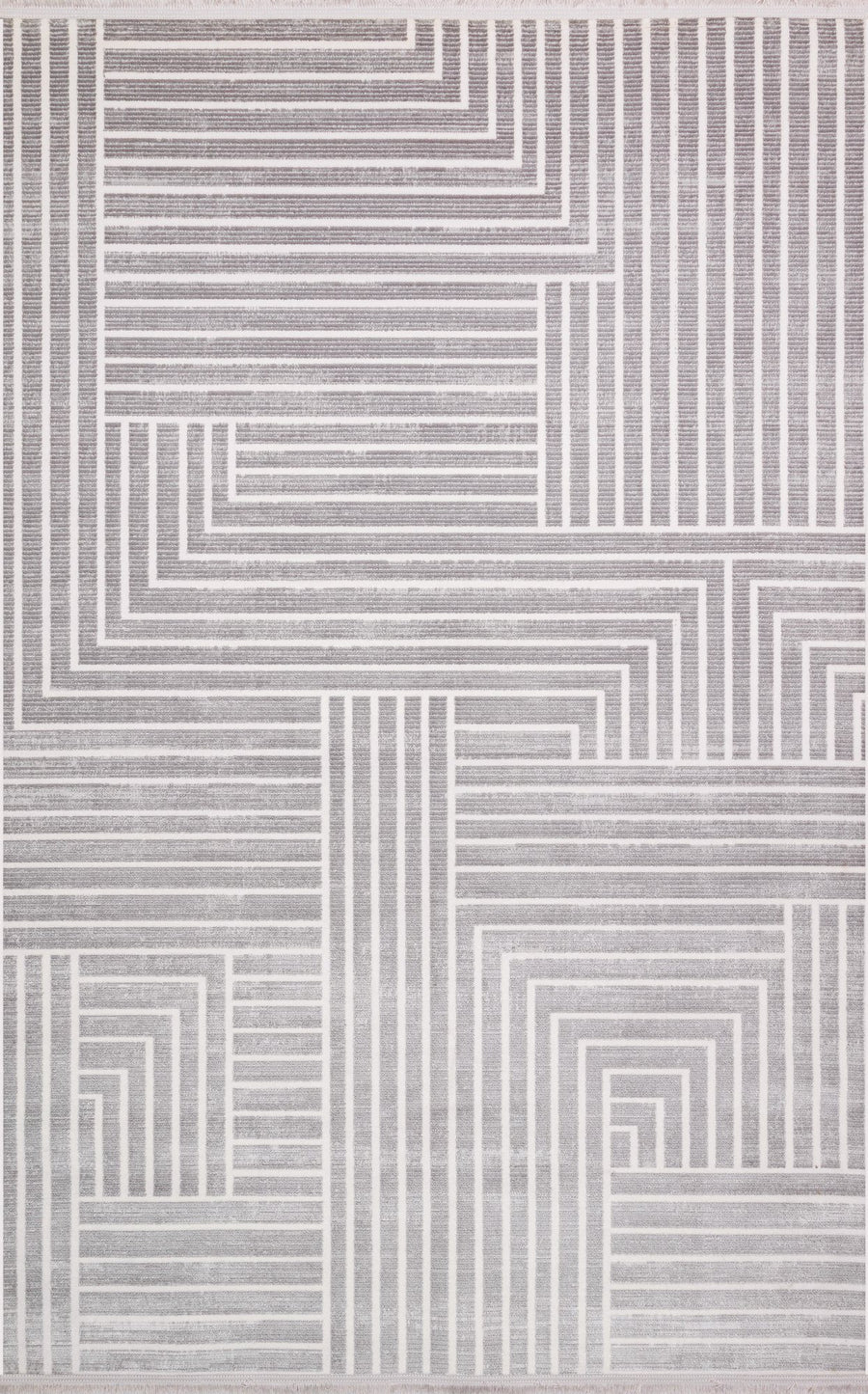 Light Grey Linear Maze Area Rug | Cunda CN015