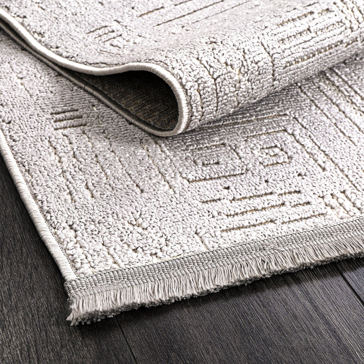 Light Grey Sisal-Look Texture Area Rug pile close-up