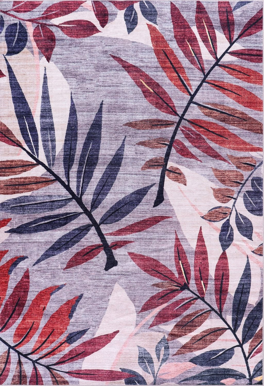Lilac & Raspberry Palm Leaf Washable Rug | RD3001