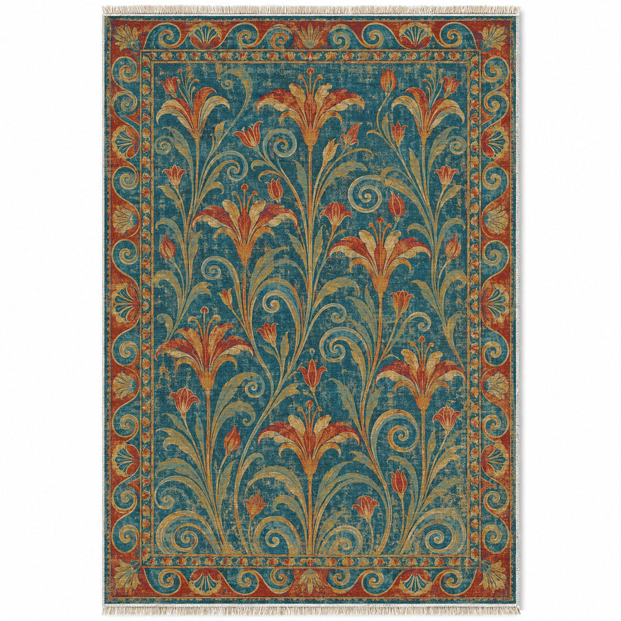 Lily Fresco Peacock & Ochre Mediterranean Washable Rug