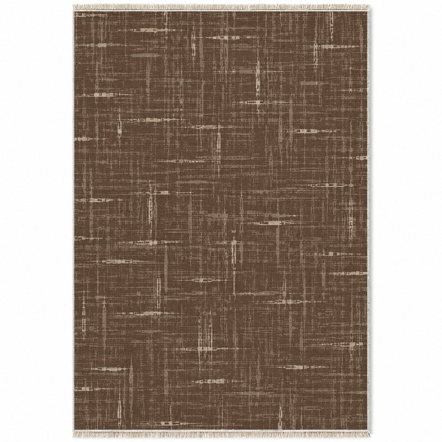 Linen Grain Cocoa & Taupe Textured Washable Rug