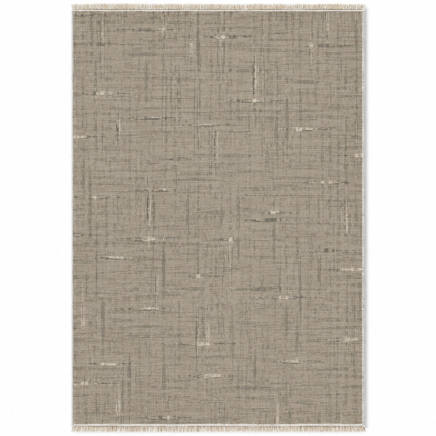 Linen Grain Greige & Stone Textured Washable Rug