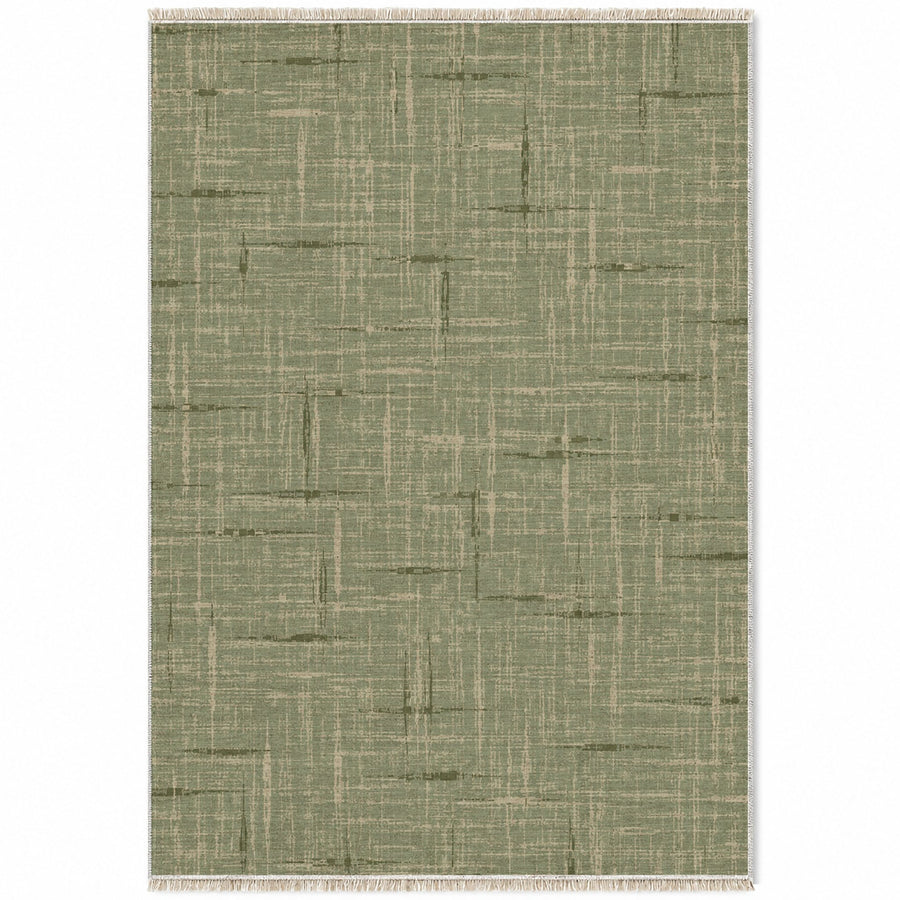 Linen Grain Sage & Oat Textured Washable Rug
