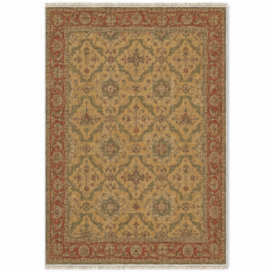 Lotto Lattice Brown & Beige Ushak Washable Rug