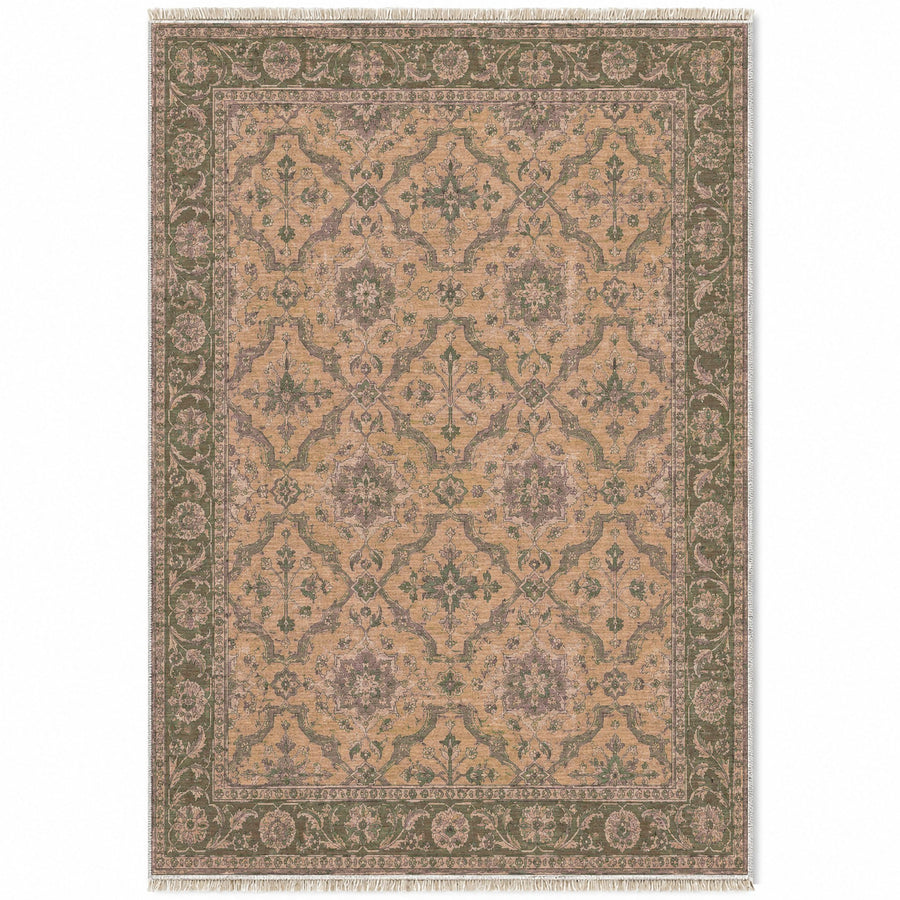 Lotto Lattice Rose & Olive Ushak Washable Rug