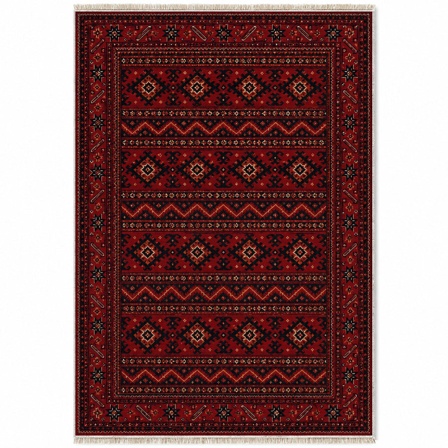 Maimana Kilim Burgundy Afghan Washable Rug