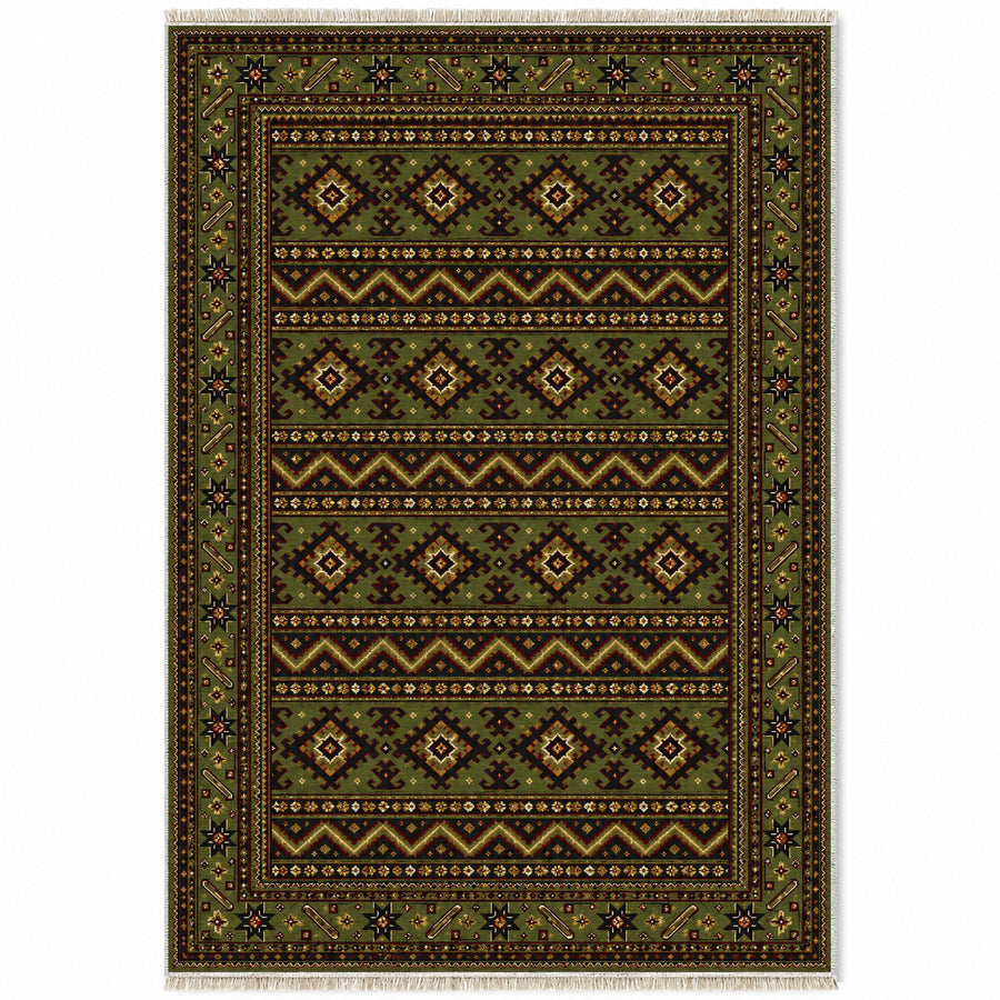 Maimana Kilim Olive Green Afghan Washable Rug
