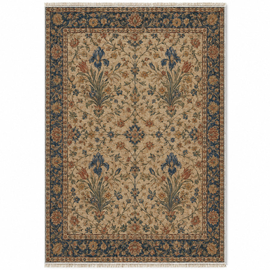 Marble Bouquet Indigo & Rust Mughal Washable Rug