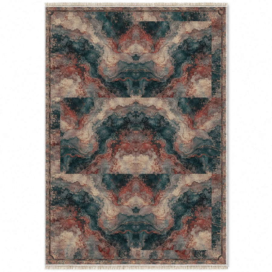 Marble Nocturne Rose & Mineral Distressed Washable Rug