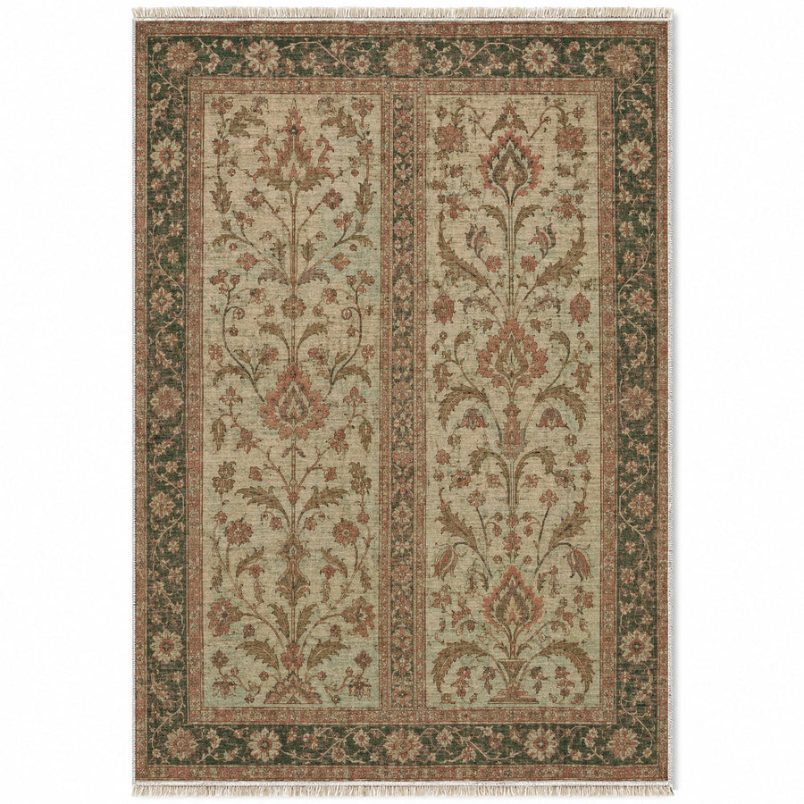 Meğri Panels Clay & Sage Anatolian Washable Rug