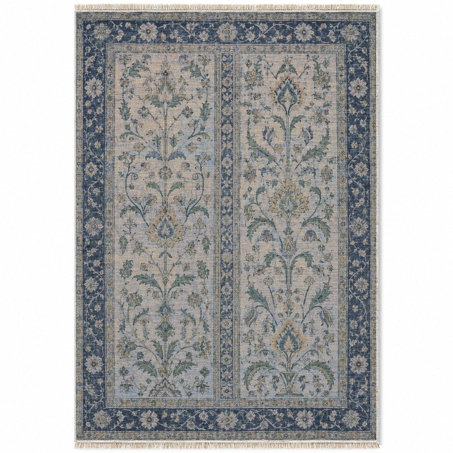 Meğri Panels Mineral Blue Anatolian Washable Rug