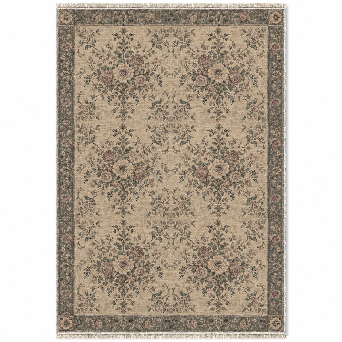 Meadow Heritage Quiet Neutral washable rug top view