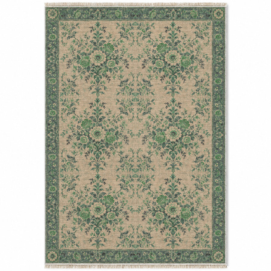 Meadow Heritage Teal & Plum Distressed Washable Rug