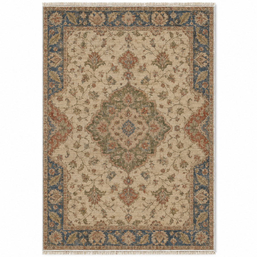 Medallion Reverie Beige & Brown Ushak Washable Rug
