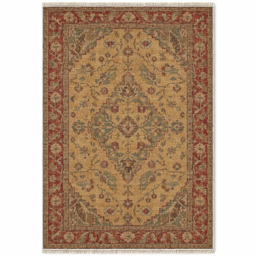 Milas Amber Brown & Beige Anatolian Washable Rug