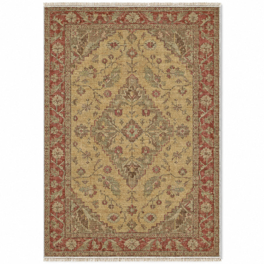 Milas Amber Clay & Sage Anatolian Washable Rug
