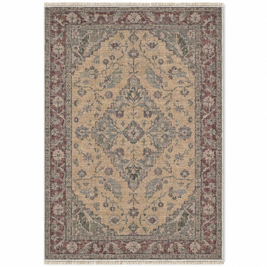 Milas Amber Graphite & Linen Anatolian Washable Rug