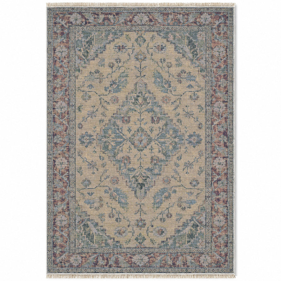 Milas Amber Mineral Blue Anatolian Washable Rug