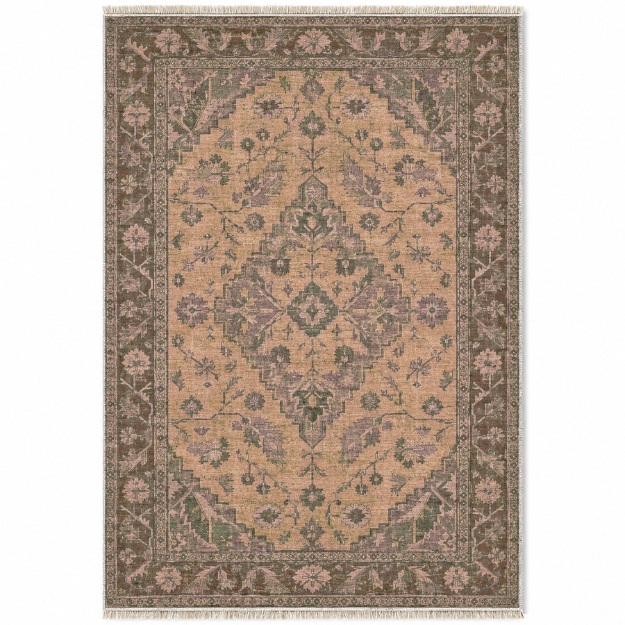 Milas Amber Rose & Olive Anatolian Washable Rug